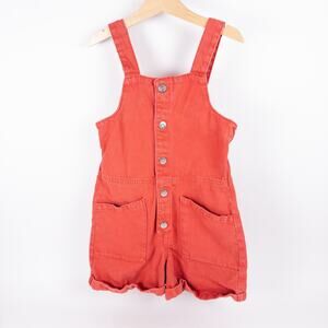Zara Kids Button Front Denim Shortalls Overalls Red Size 9 (134 cm)